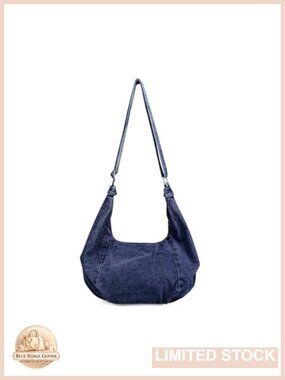 Denim Half Moon Crossbody Bag Adjustable Strap Women Shoulder Purse